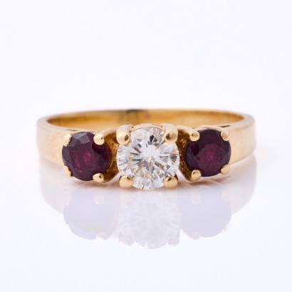 14ct Yellow / White Gold, .40ct Diamond / .50ct Ruby Ring