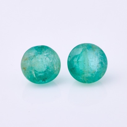 One 4.08ct, Loose Pair of Round Mixed Cut Emeralds