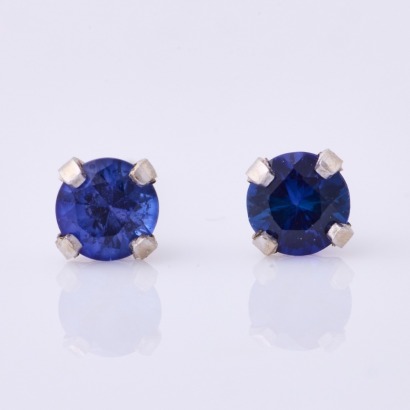 14ct White Gold, 3.6mm Blue Sapphire Stud Earrings