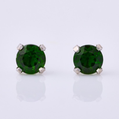 14ct White Gold, 4.0mm Chrome Dropside Stud Earrings