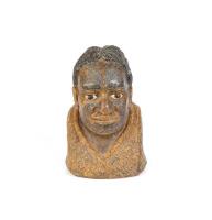 A Midsize 19th Century Colonial Carved Kauri Gum Bust of a Maori Chief