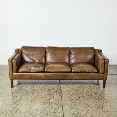 A Mid-Century Danish Leather Three Seater Sofa