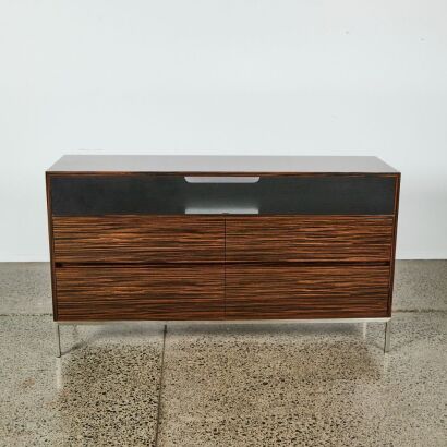 A Bespoke Zebrano Four Drawer Sideboard