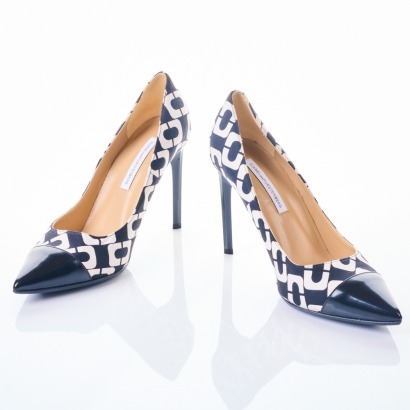 Dianne Von Furstenberg, Black / White Brae Pumps, Size 8.5 with Box