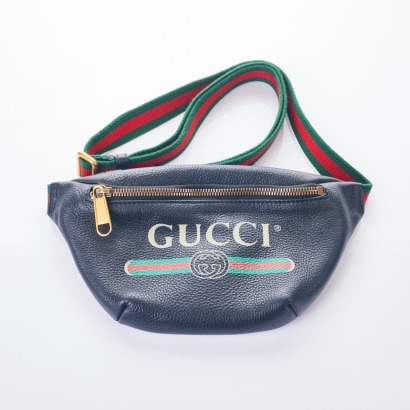 Gucci Black Leather Logo Belt Bag