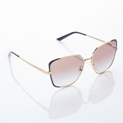 Prada, Gold Metal Square Frame Sunglasses with Case