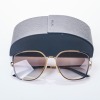 Prada, Gold Metal Square Frame Sunglasses with Case - 2