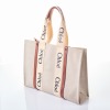 Chloe, Brown Cotton Canvas and Calfskin Large Woody Tote Bag - 2