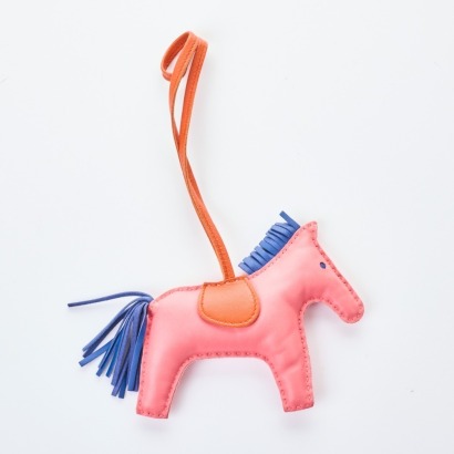 Herm&egrave;s, Rose Azalea / Bleu De Malte / Cornelian Grigri Rodeo MM Milo Bag Charm with Box