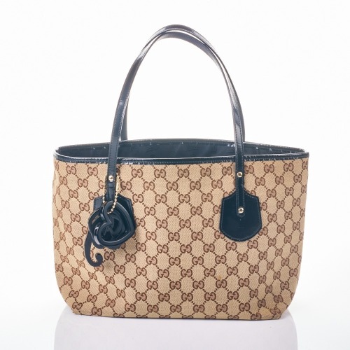 Gucci, GG Canvas and Patent Leather Jolie Charm Tote