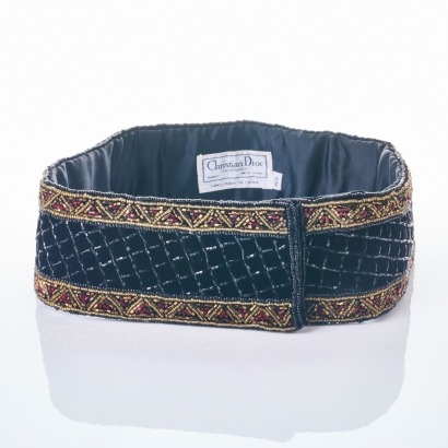 Christian Dior, Beaded Velvet 75cm Belt, Size S/M