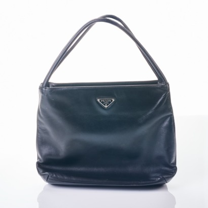 Prada, Black Leather Shoulder Bag