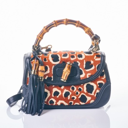 Gucci, Calf Hair Bamboo Top Handle Bag with Removeable Shoulder Strap