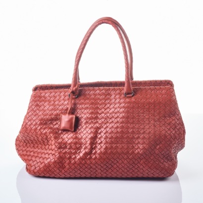 Bottega Veneta, Rust Brown Intrecciato Nappa Leather Brick Bag
