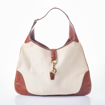 Gucci, Off White Canvas / Leather Jackie O Bouvier Hobo Bag