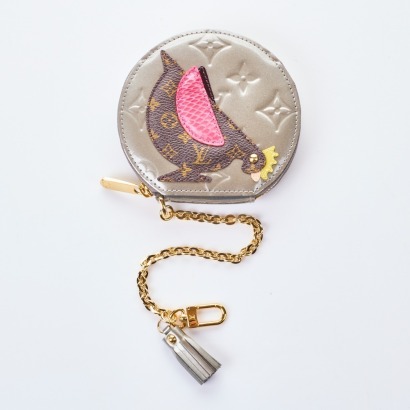 Louis Vuitton, Vernis Animania Coq Rooster Round Coin Purse with Box - As new