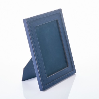 Louis Vuitton, Limited Edition, Navy Blue Leather Embossed Photo Frame - Near new