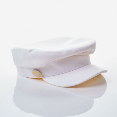 Herm&egrave;s. Canvas Cotton Giulia Visage Soleil White Cap 57 with Box