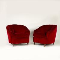 A Pair of Midcentury Gio Ponti Plush Armchairs