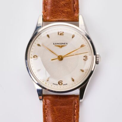 Stainless Steel, 35.5mm Longines, Manual wind Wristwatch, circa 1953