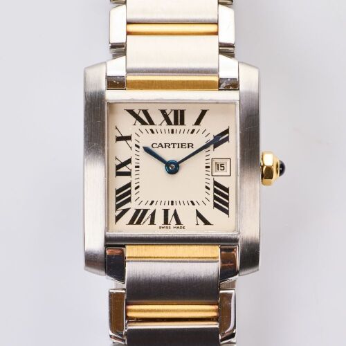 Stainless Steel /18ct Yellow Gold, Cartier Tank Fran&ccedil;aise Quartz Wristwatch, circa 2003