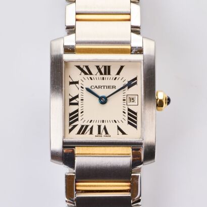 Stainless Steel /18ct Yellow Gold, Cartier Tank Fran&ccedil;aise Quartz Wristwatch, circa 2003