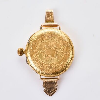 18ct Gold Outer Cased, 34mm Open Faced Converted Fobwatch, Signed D.Muret