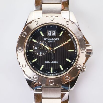 Stainless Steel. 44mm Raymond Weil, Dual Time 8300 Series Quartz Wristwatch, circa 2010-2015
