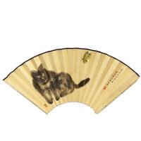 A Chinese Painting of a Cat on Fan