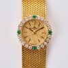 18ct Yellow Gold, 19.6mm Baume et Mercier, Diamond / Emerald Manual Wind Wristwatch, circa 1960's