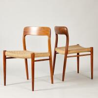 A Pair of Model 75 Dining Chairs by Neils Moller