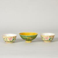 Three Chinese Yellow Bowls