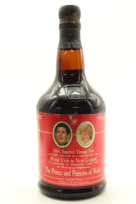 (1) 1981 Penfolds Vintage Port Prince Charles and Lady Diana Royal Visit to NZ, New Zealand