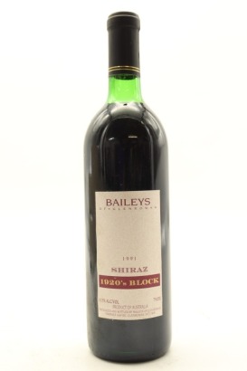 (1) 1991 Baileys of Glenrowan 1920's Block Shiraz, Glenrowan