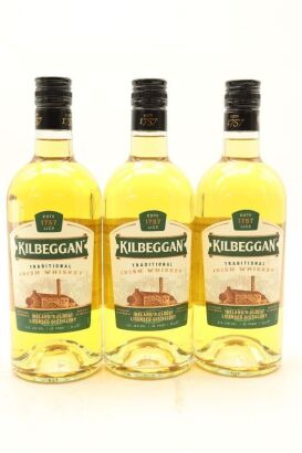 (3) Kilbeggan Distilling Blended Irish Whiskey, 40% ABV