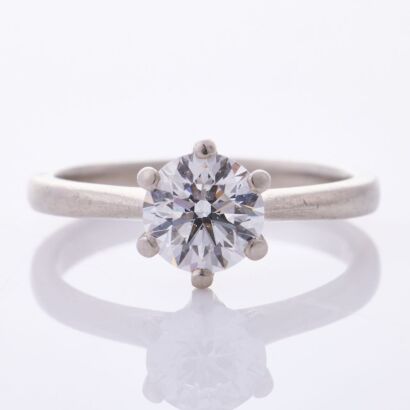 Platinum, Modern, .86ct Diamond Solitaire Ring