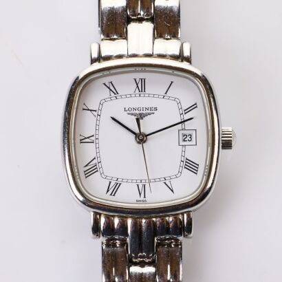Stainless Steel, 23.5mm Longines Presence Cushion Shaped Quartz Wristwatch