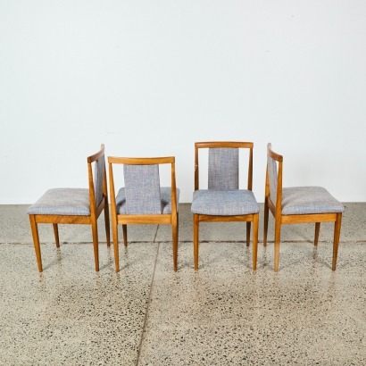 A Set of Four Reupholstered Mid-Century Dining Chairs