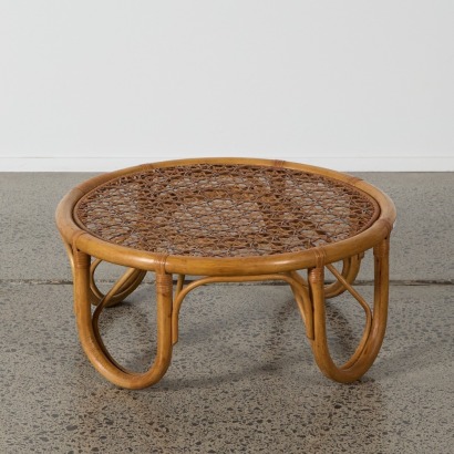 A Vintage Cane and Rattan Coffee Table