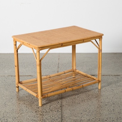 A Retro Cane And Rattan End Table