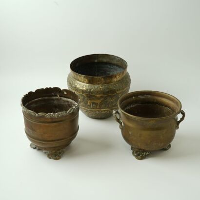 A Set of Three Old Asian Bronze Jars