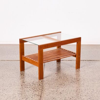 A Glass Topped Wooden Coffee Table A/F