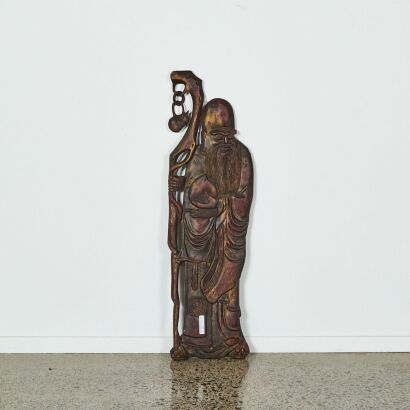 An Old Chinese Carved Wooden God of Longevity