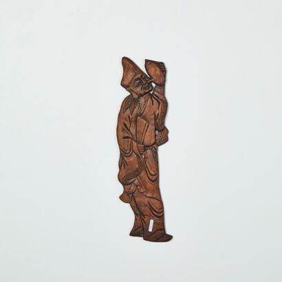 An Old Chinese Carved Wooden 'Ji Gong' Statute