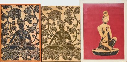 A Set of Three Chinese 20th Century Buddhist Paintings