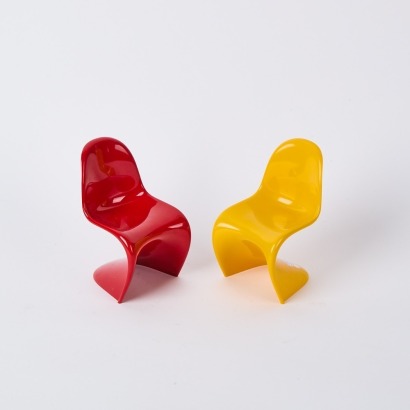 A Pair of Miniature Verner Panton S Chairs by Vitra