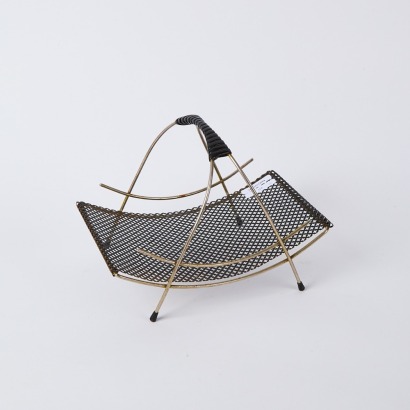 A Mid Century Black Metal Perforated Fruit Basket