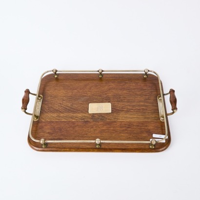 An Antique Oak Gallery Drinks Tray