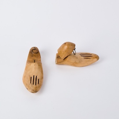 A Pair of Vintage Wooden Shoe Lasts with Hanging Attachments