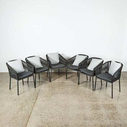 A Set of Six Kettal Dining Armchairs Bela Rope
